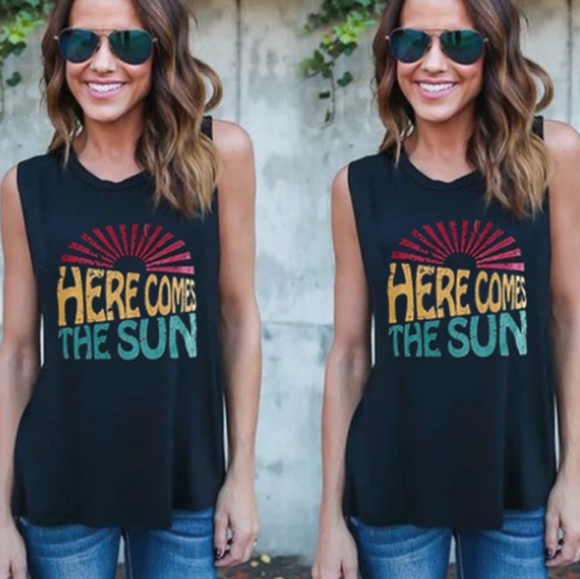 1 Left!Vintage Here Comes The Sun Graphic Tank Top - Picture 10 of 12